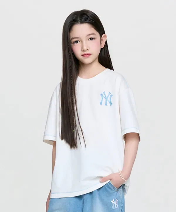 Футболка с принтом Street Monogram, Mlb Kids, айвори — фото 3