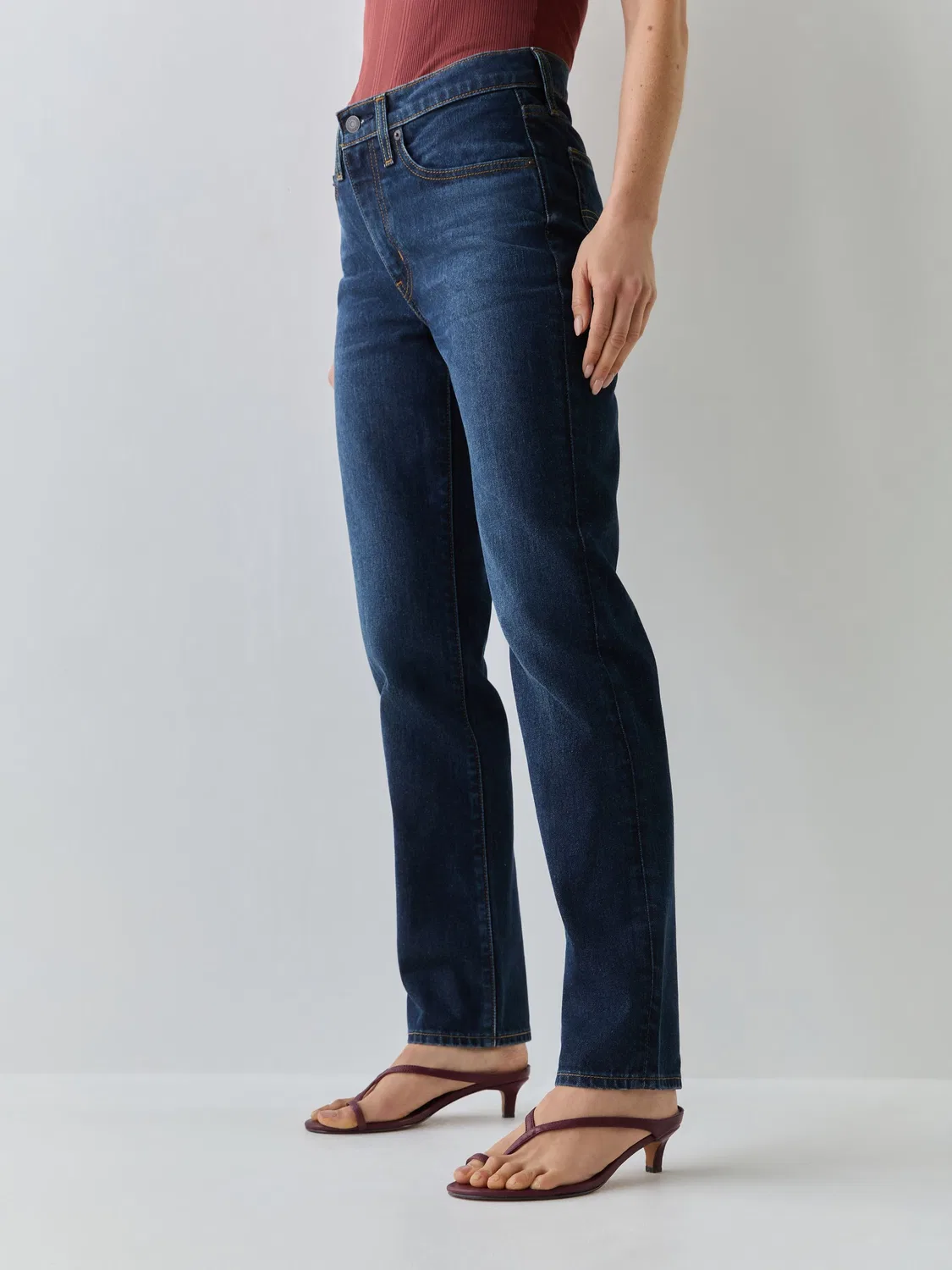 Джинсы прямого кроя, высокая посадка Levi's, темно-синие — фото 4
