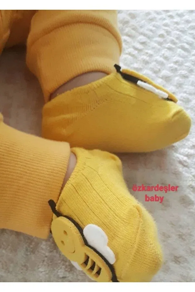 Детские носки для девочек с принтом Baby ballerina socks felt fuzzy bee Özkardeşler Baby, Sarı
