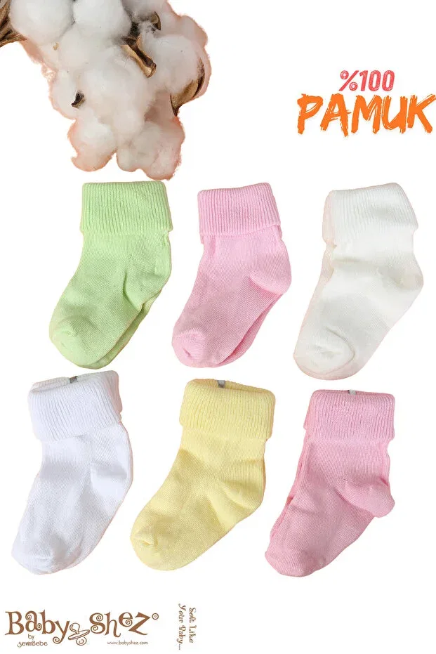 Детские носки для новорожденных хлопковые 6 штук Baby Shez, Pink
