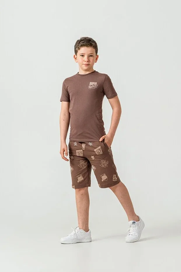 Детский комплект для мальчиков с принтом Super Racer Mışıl Kids, Brown — фото 2
