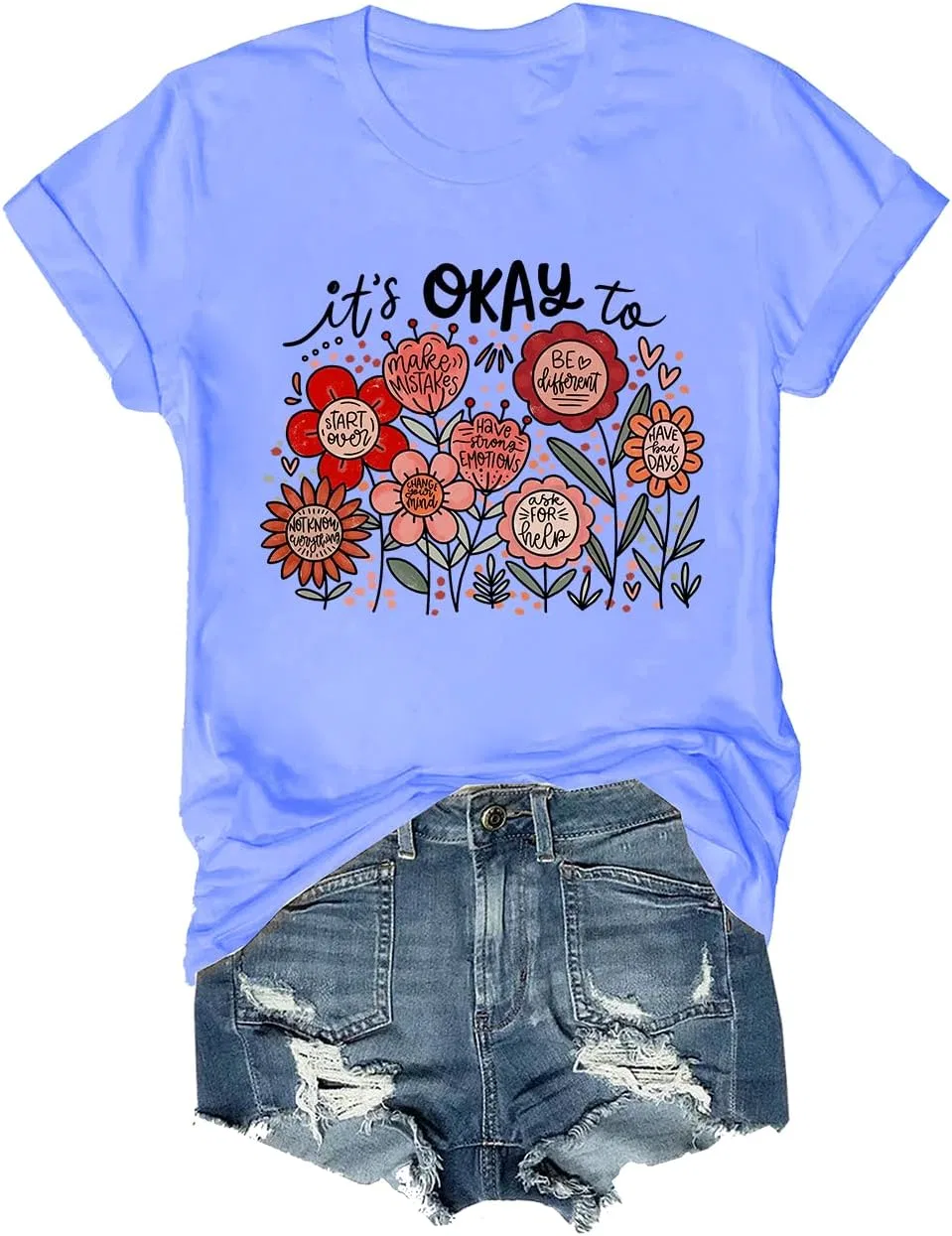 Футболка с принтом It's Okay to Boho, Carolina Blue