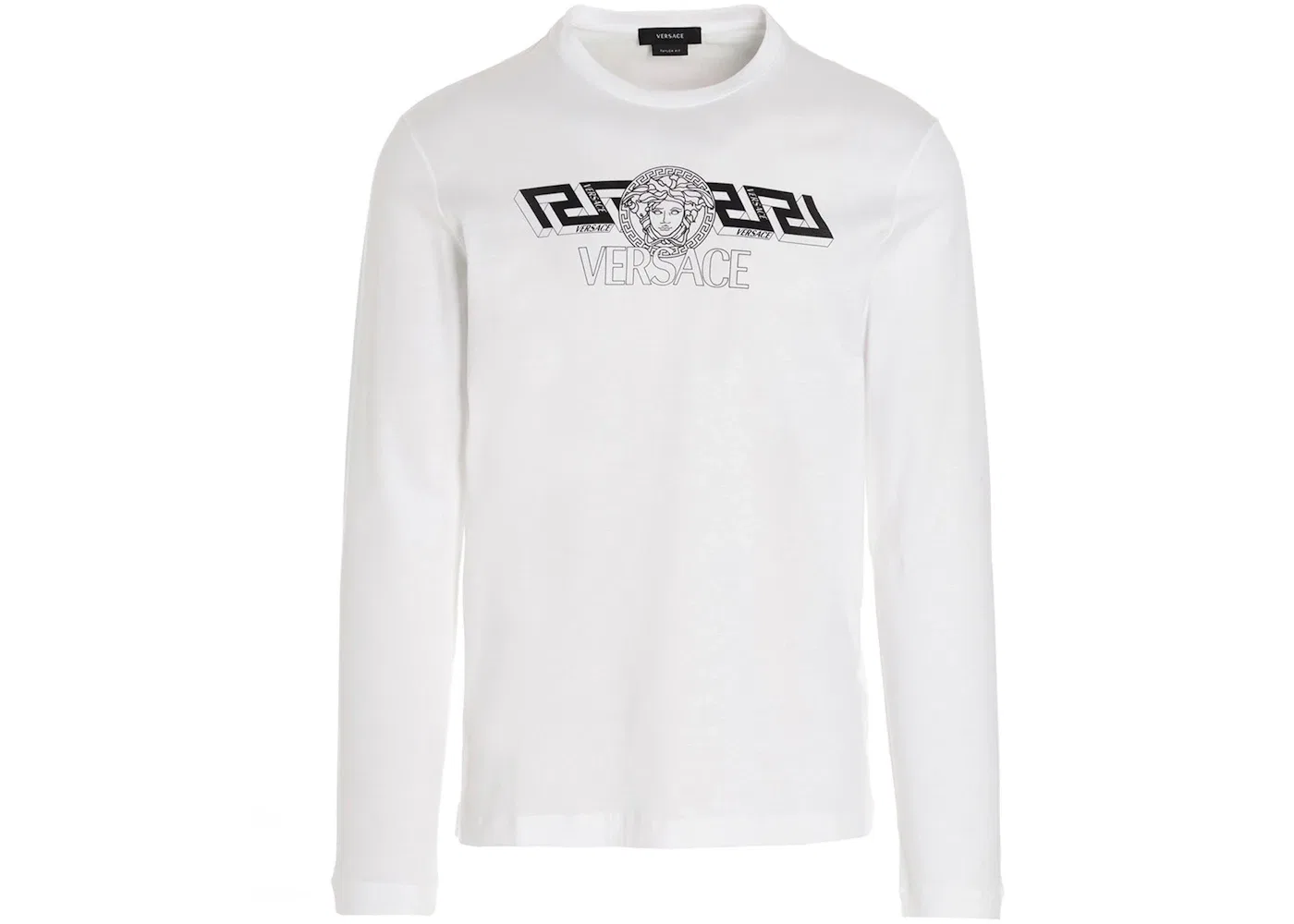 Мужская футболка с принтом с длинным рукавом Versace, White