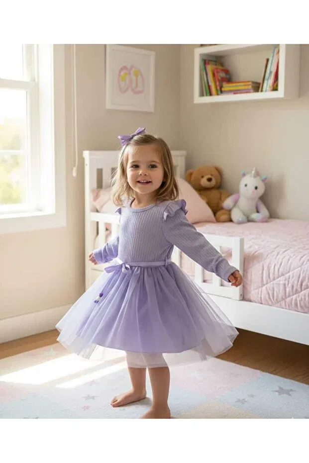 Детское платье для девочек с длинным рукавом Retro Women, Purple