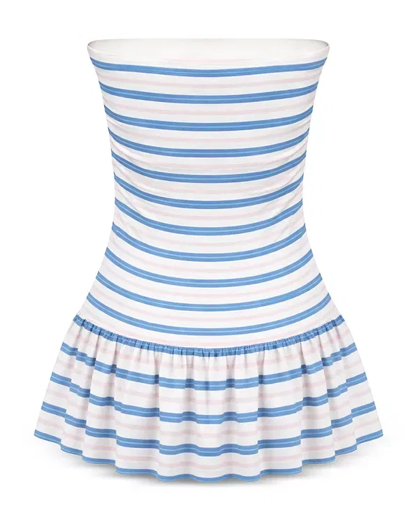 Детское платье для девочек без рукавов Milo Drop Waist Dress KatieJ NYC, Blue Stripe — фото 2