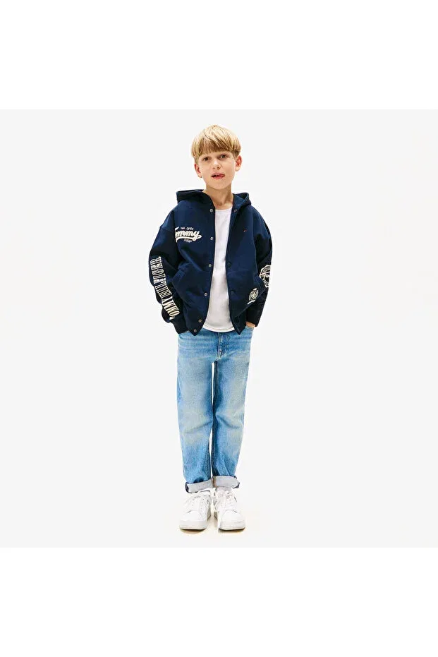 Детское худи для девочек с капюшоном Tommy Hilfiger, Blue — фото 4