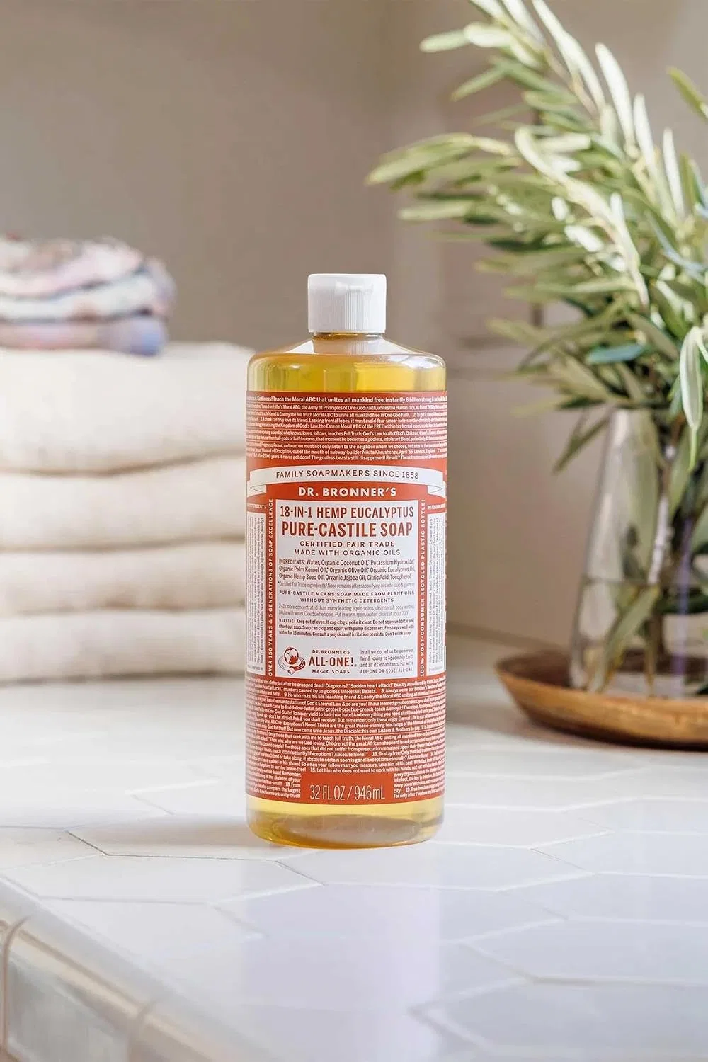Набор 6 шт, мыло кастильское эвкалиптовое Dr. Bronner's, 946.35 мл — фото 2