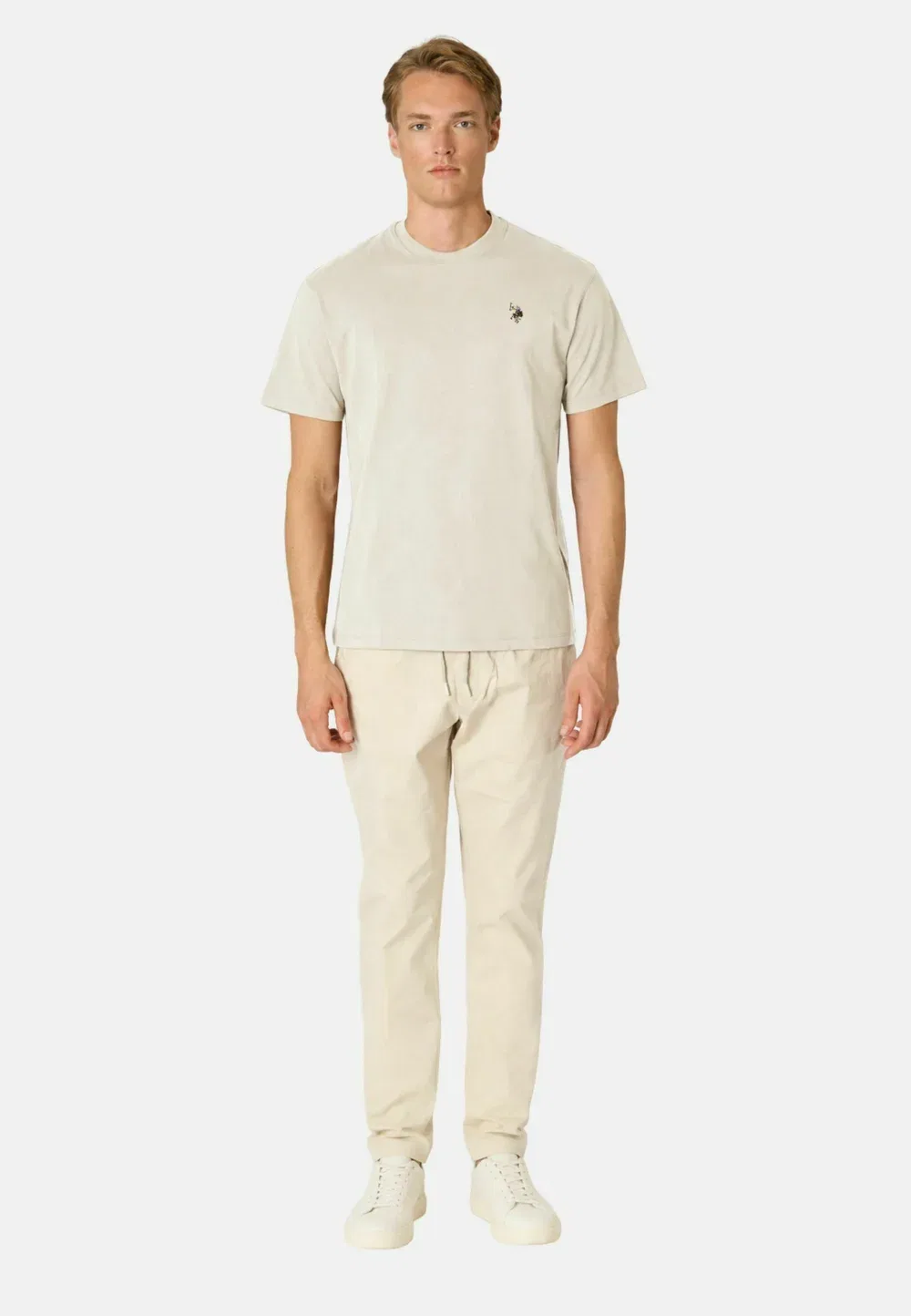 Футболка girocollo da uomo a maniche corte con logo colorato - базовая футболка U.S. Polo Assn., Beige-128 — фото 2