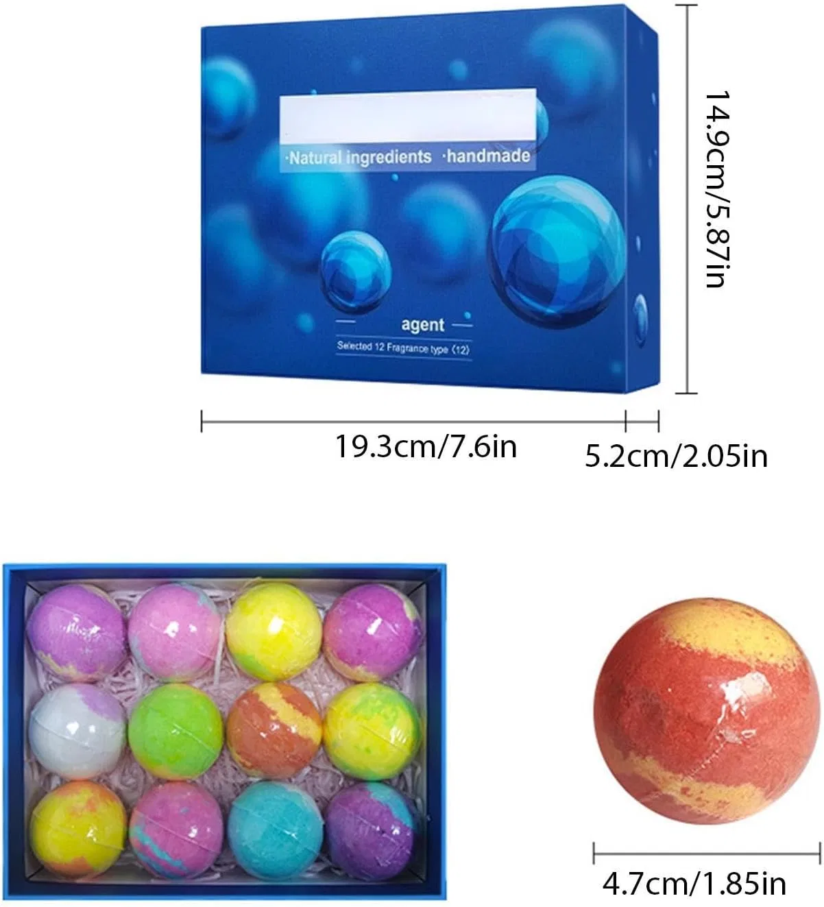 Набор бомбочек для ванны, мультиколор, Uonguon, 12 шт, 1.03 kg — фото 2