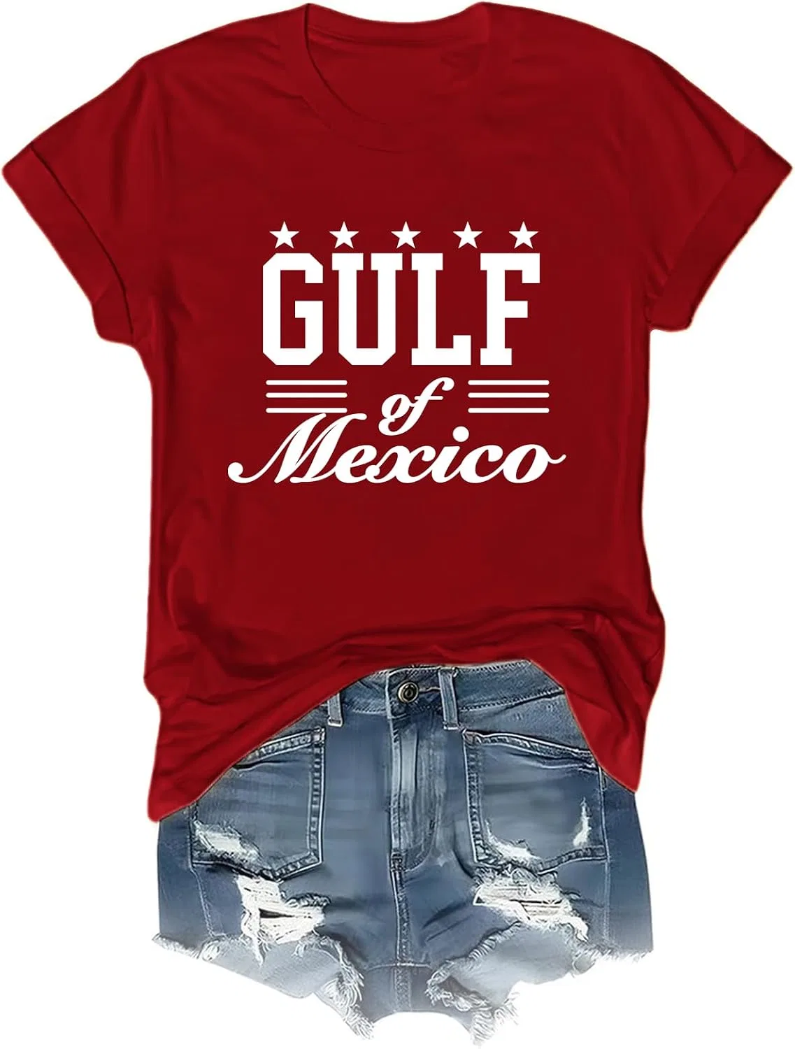 Женская футболка с принтом Gulf of Mexico, Claret