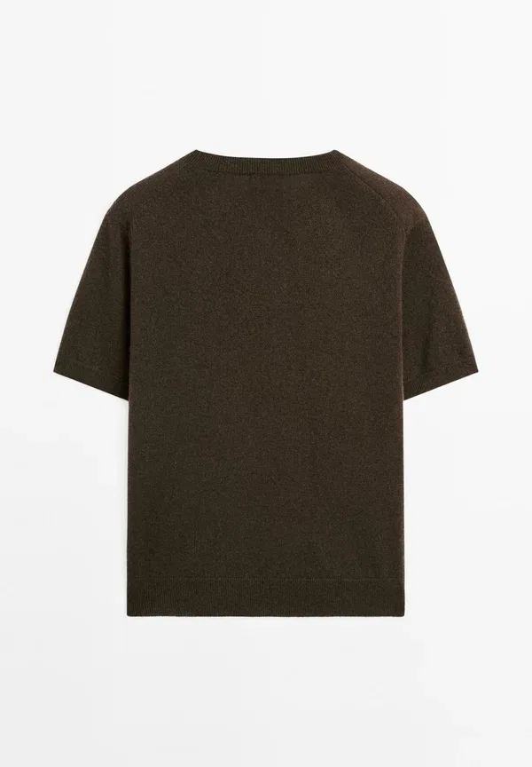 Футболка из кашемира Basic t-shirt Massimo Dutti, коричневый — фото 2