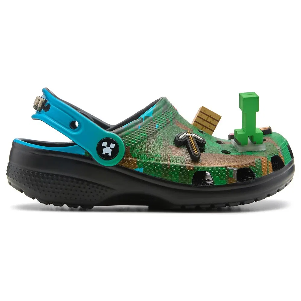 Детские классические сабо Minecraft Crocs, Blue/Green/Black — фото 2