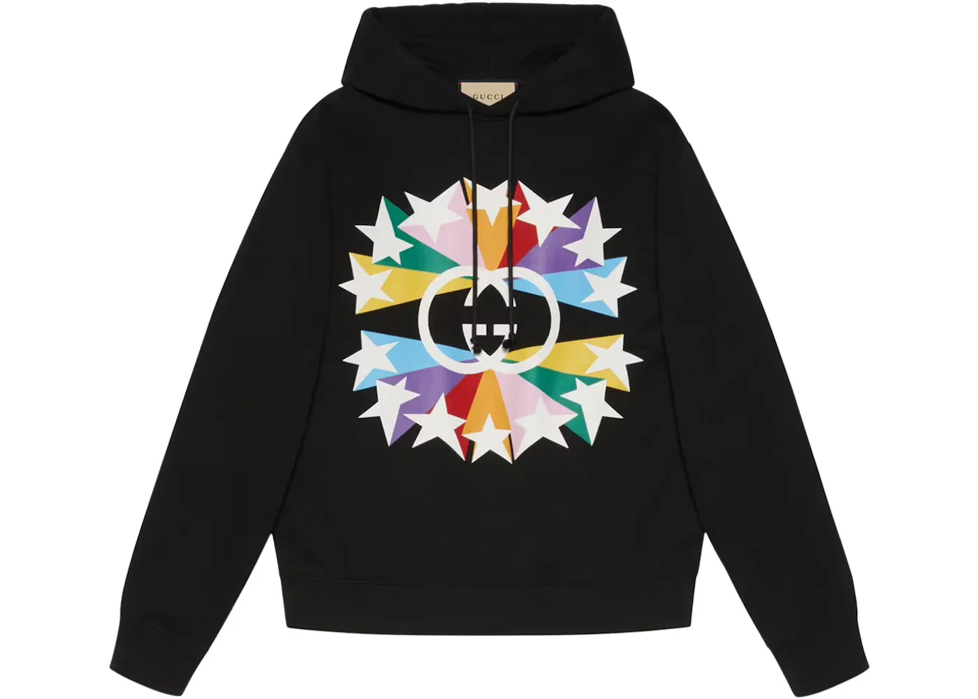 Мужской свитшот с принтом Gucci Interlocking G Star Burst Print Cotton Sweatshirt, Black