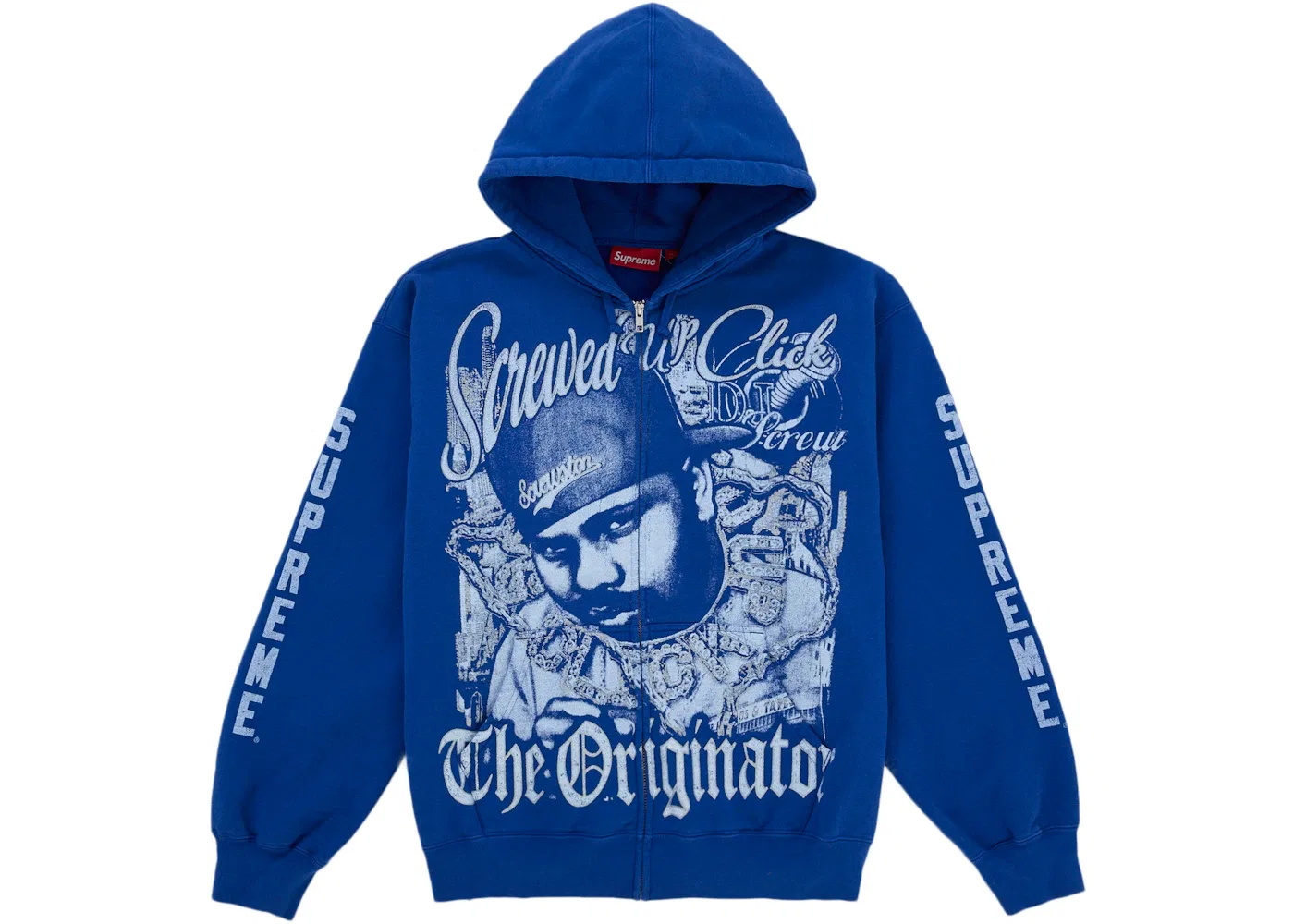 Мужская худи на молнии с принтом DJ Screw Supreme, Blue