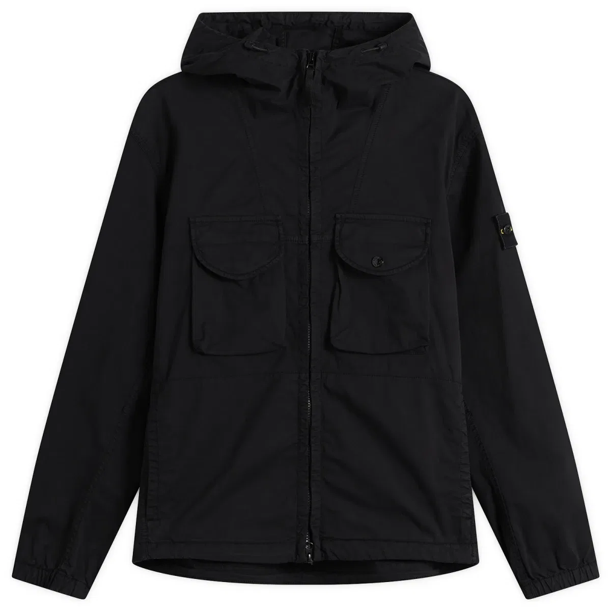 Куртка с капюшоном из органического хлопкового твила Stone Island, Black
