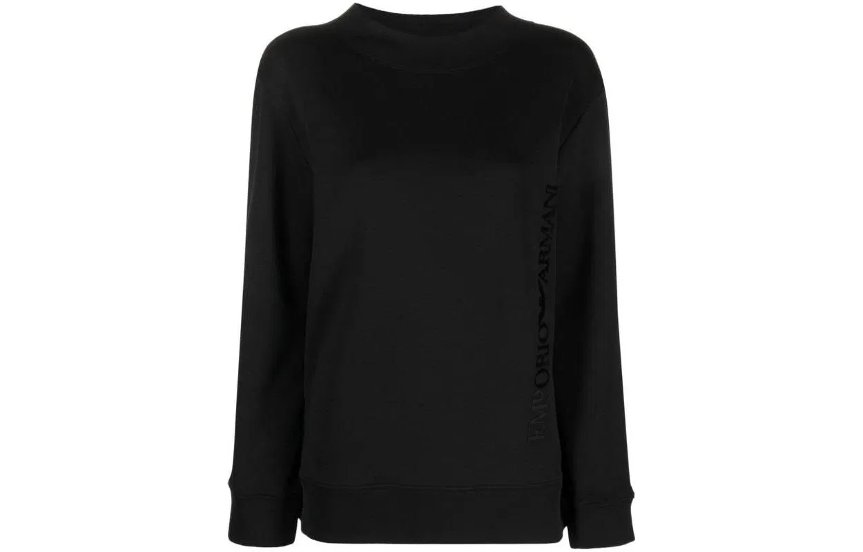 Женский свитшот с имитацией ворота с логотипом Emporio Armani, Black