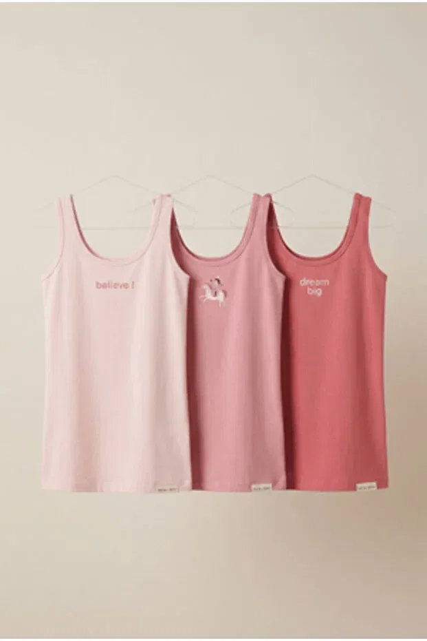 Детское для девочек нижнее белье без рукавов 3-Pack unicorn girls' boxed undershirts Bony Socks, Pink