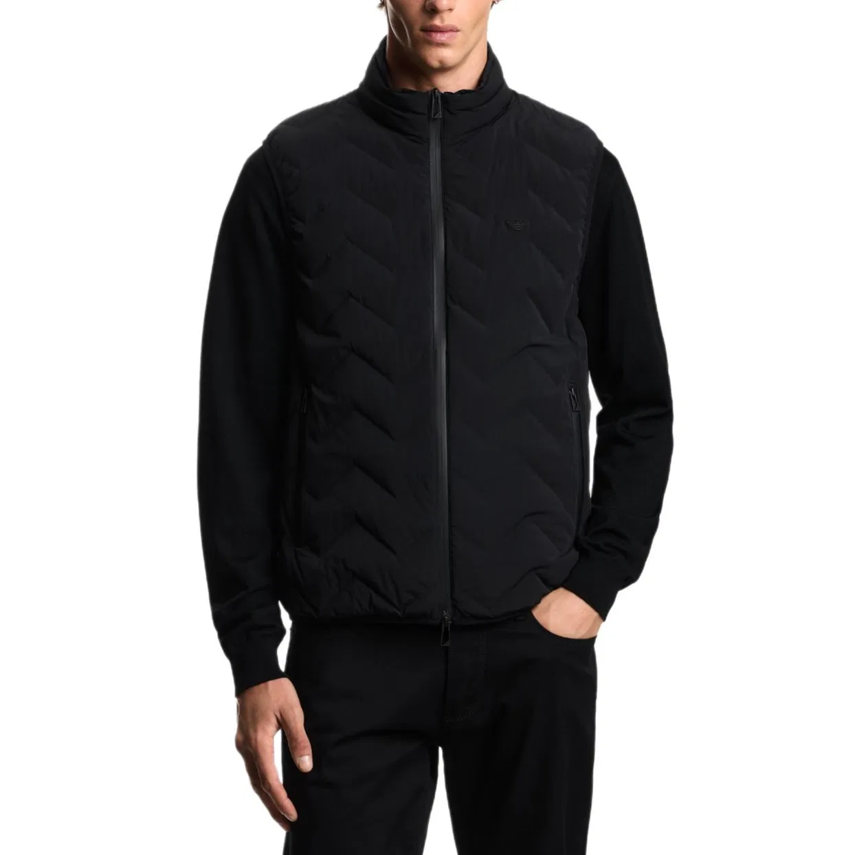 Мужской жилет стеганый нейлоновый без рукавов Emporio Armani, Black — фото 3