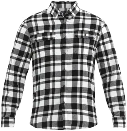 Мужская фланелевая рубашка с длинным рукавом, модель White & Black Plaid
