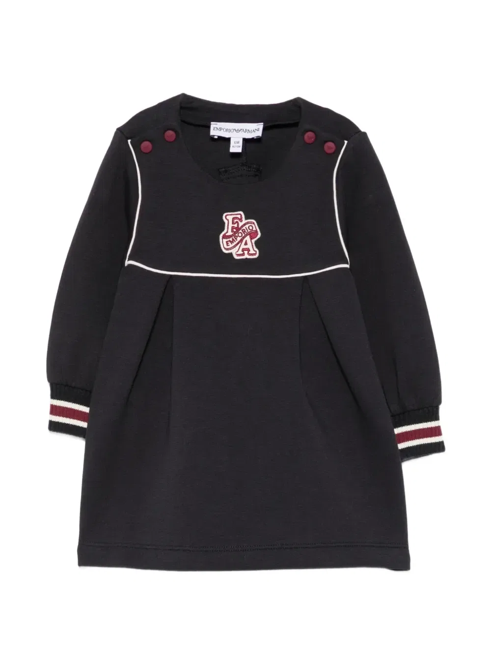 Плиссированное платье с нашивкой-логотипом Emporio Armani Kids, черный