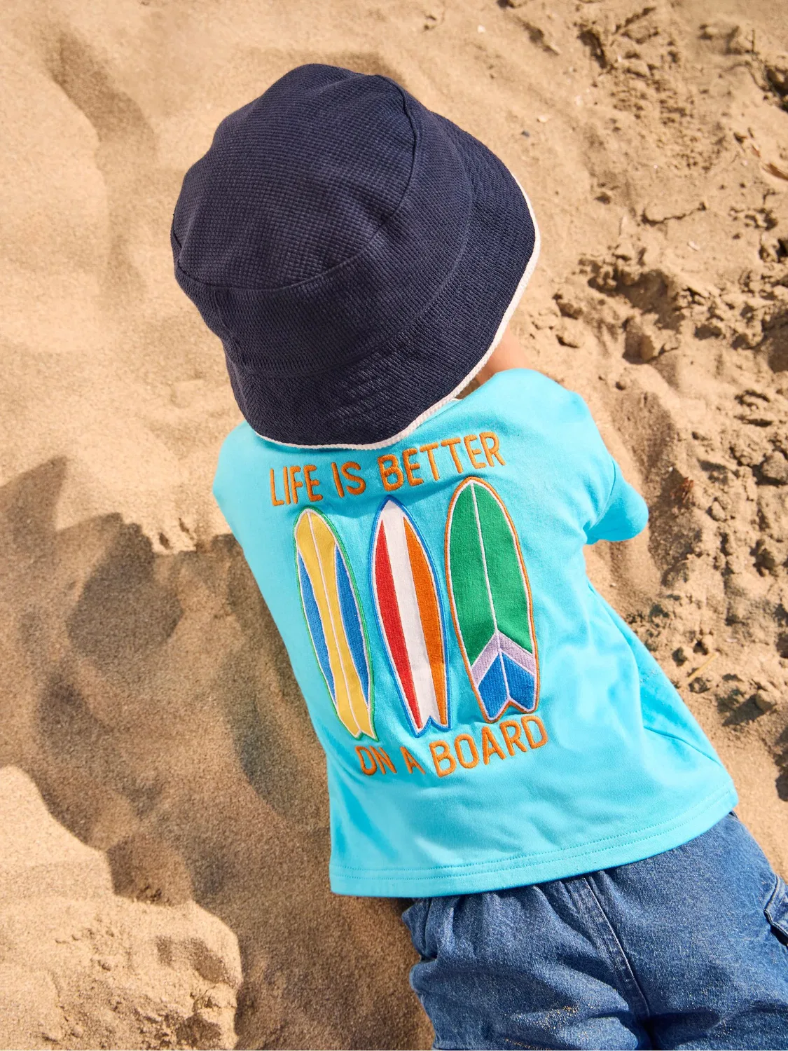 Футболка с графическим принтом Surf, JoJo Maman Bébé, голубой — фото 4