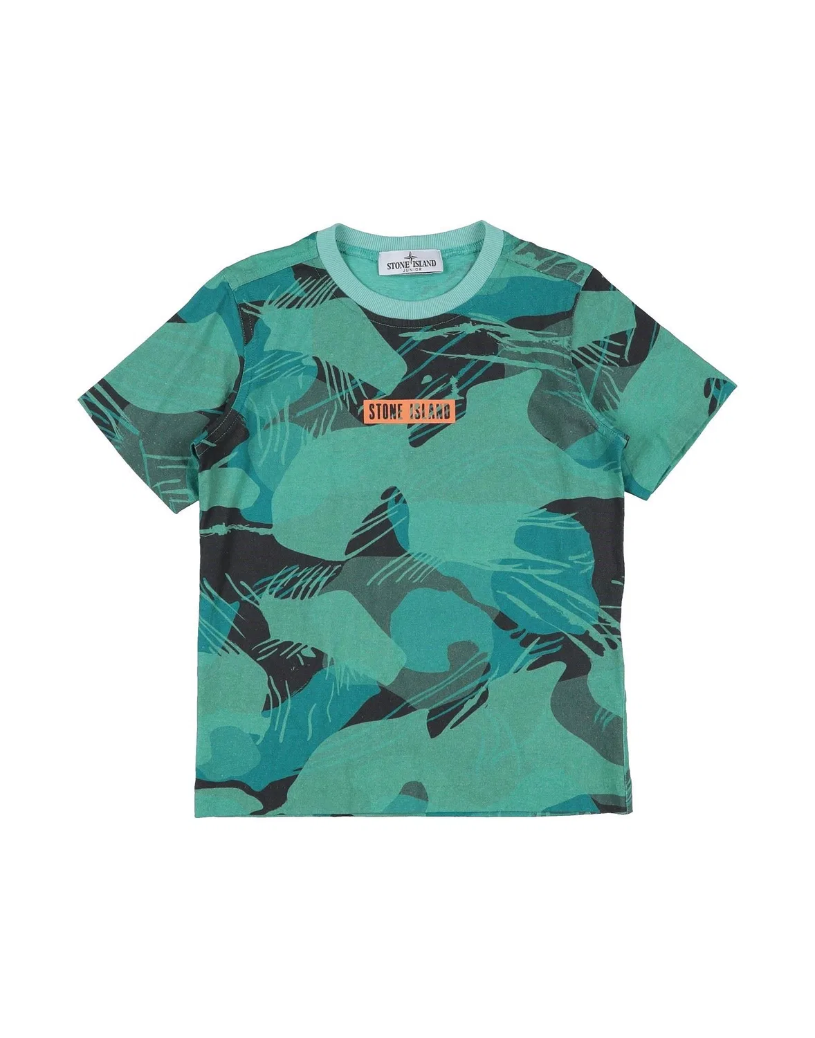 Детская футболка для мальчиков с камуфляжным принтом Stone Island Junior, зеленый