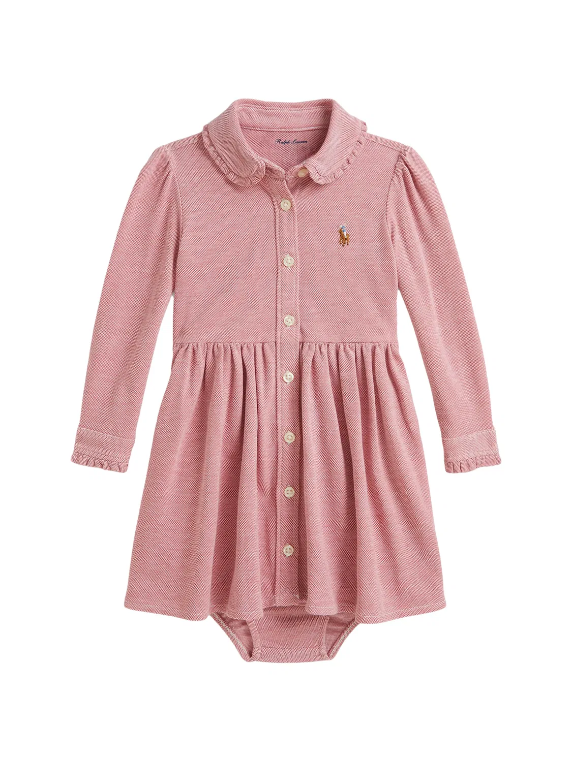 Платье с вышивкой пони и оборками, розовое Polo Ralph Lauren, розовый
