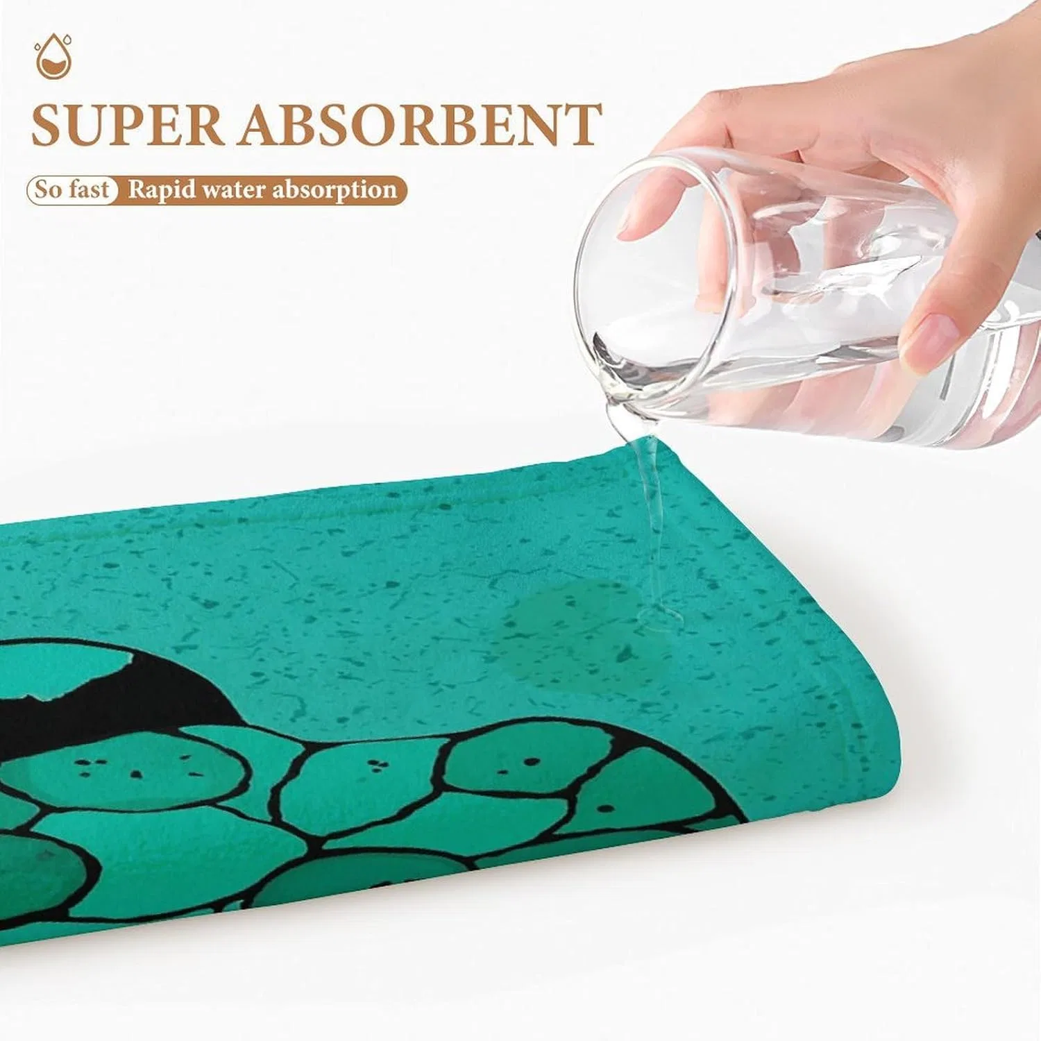 Полотенце для лица из кораллового флиса KLSVTMEA, 1 шт, 72.9x35.1 см, Бирюзовый и Черный — фото 3