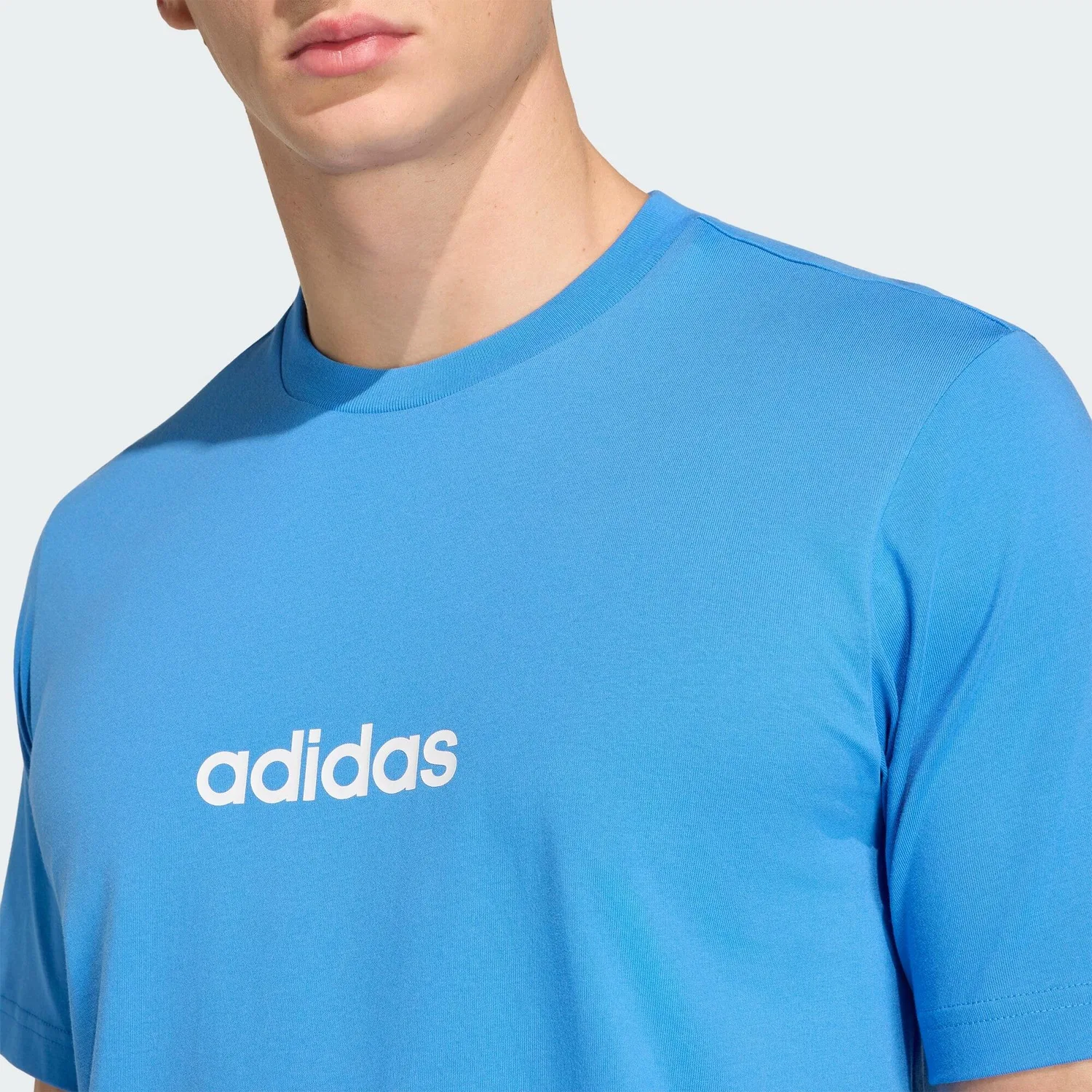 Мужская футболка с принтом Essentials Linear Single Jersey T-Shirt Adidas, Blau Weiß — фото 4