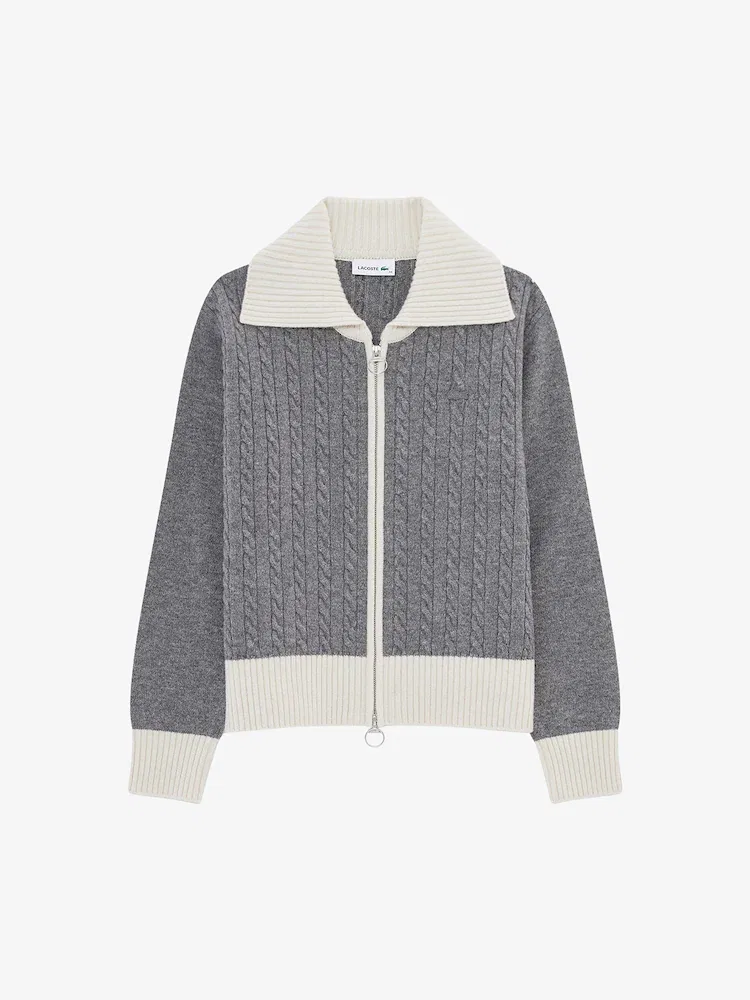 Кардиган женский LACOSTE на молнии, шерстяной, темно-синий — фото 4