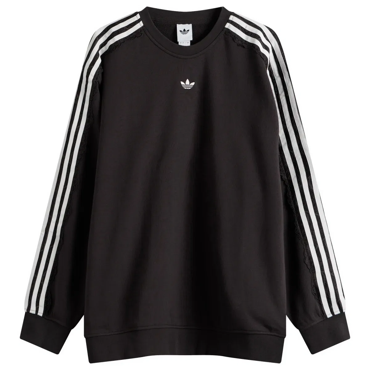 Женский свитшот с кружевными вставками Lace 3 Stripe Crew Adidas, Night Brown