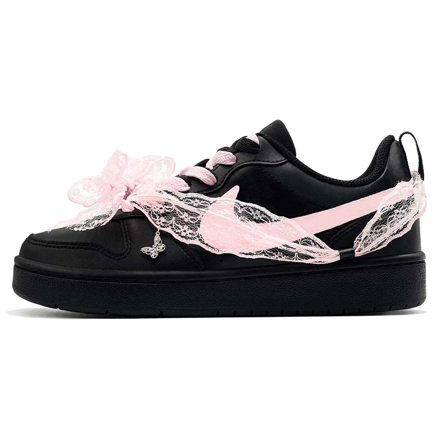 Кроссовки детские скейтбординг Court Borough Nike, Black/Pink — фото 3