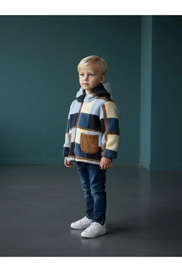 Детское пальто для мальчиков с капюшоном Zekids, Blue — фото 4
