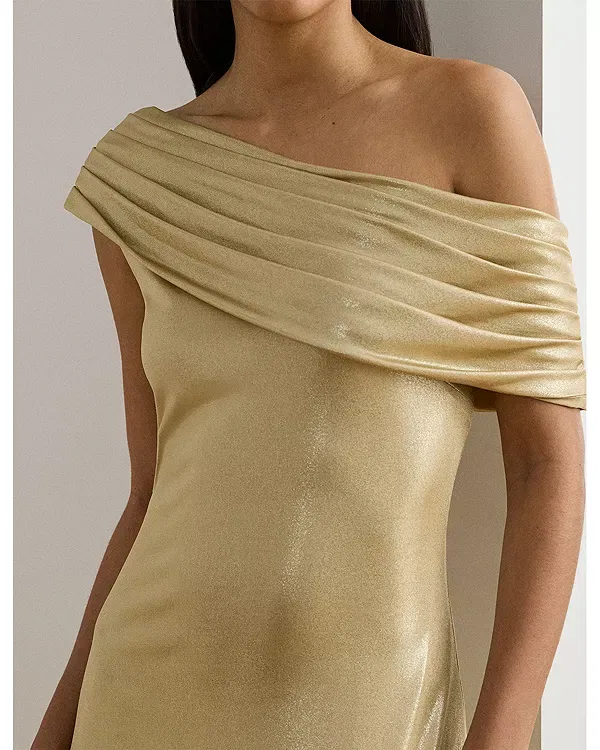 Женское платье-джерси с металлическим блеском Ralph Lauren, Birch Tan Foil — фото 4