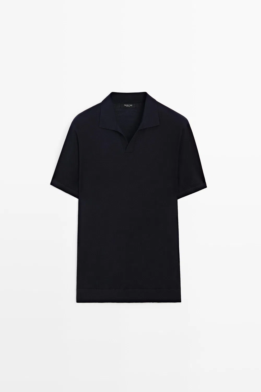 Рубашка-поло Massimo Dutti Short Sleeve Wool Blend Knit, темно-синий — фото 2