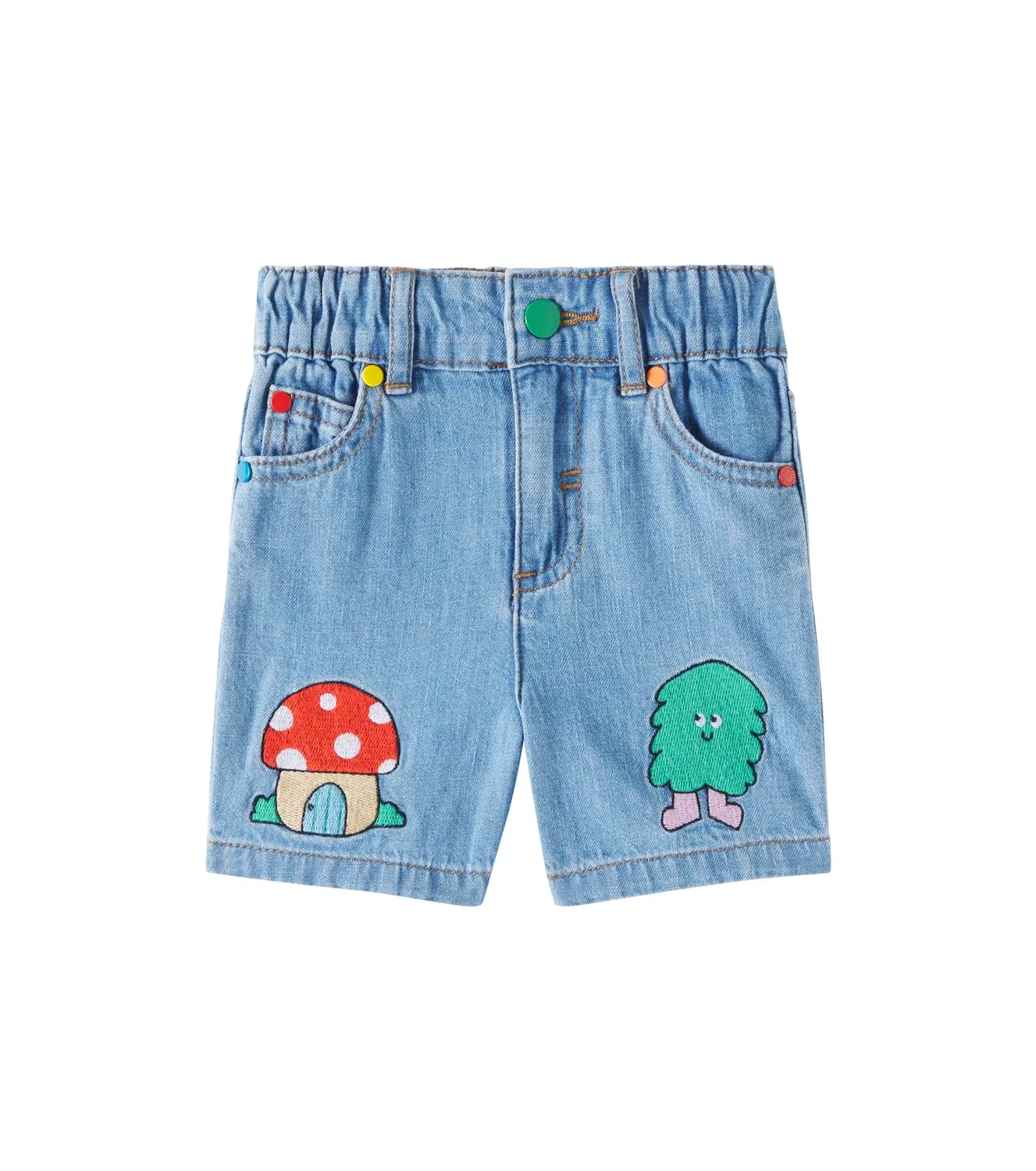 Детские джинсовые шорты с вышивкой, Stella Mccartney Kids, синий