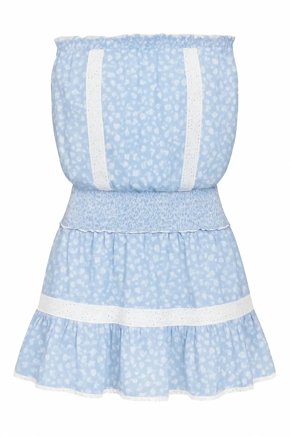 Детское платье для девочек без рукавов с кружевными вставками Lucia Lace Insert KatieJnyc, Blue Ditsy Floral — фото 2