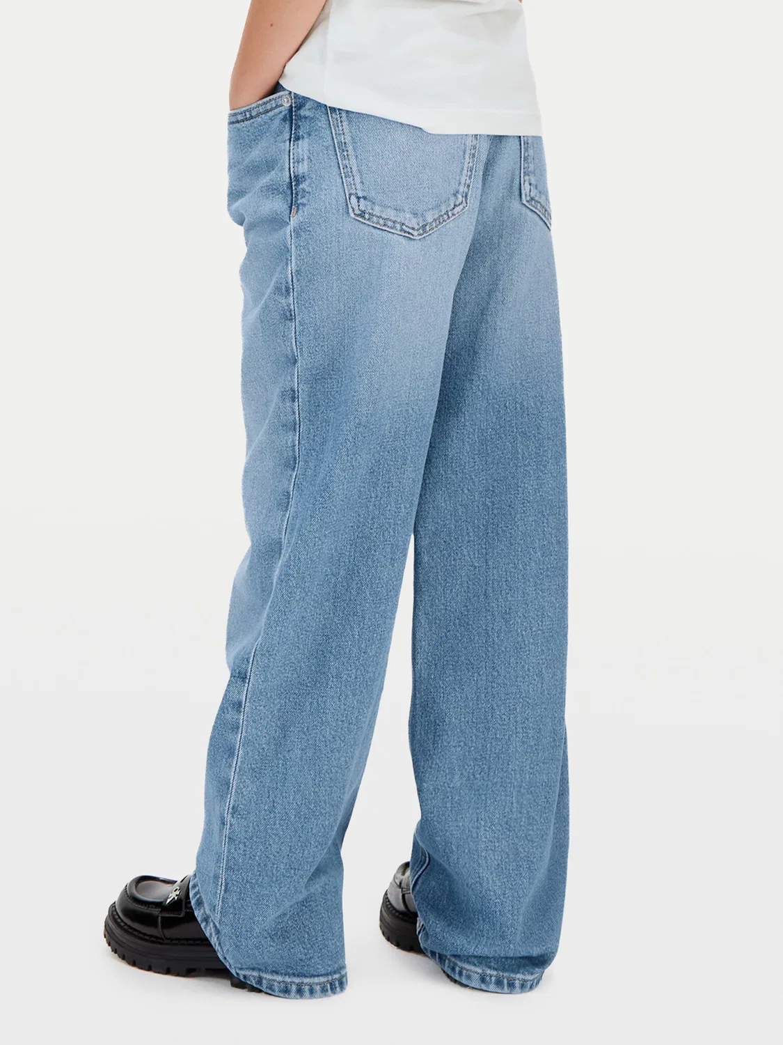 Джинсы с широкими штанинами для девочки Calvin Klein Jeans, синий — фото 3