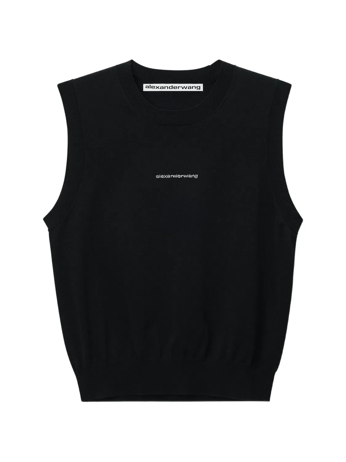 Майка с логотипом из кристаллов, черная Alexander Wang, черный