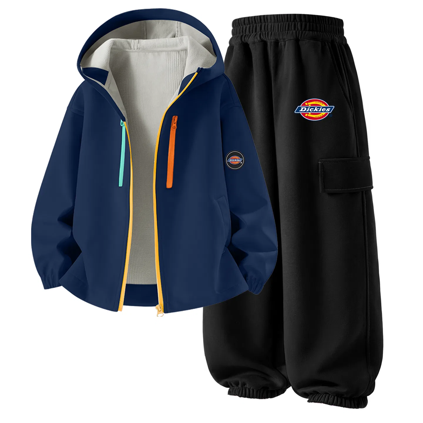 Детский комплект из худи и брюк с принтом, модель Sinch Round Hook-and-Loop K Island Blue+S Logo Thick K Black, Dickies, Black