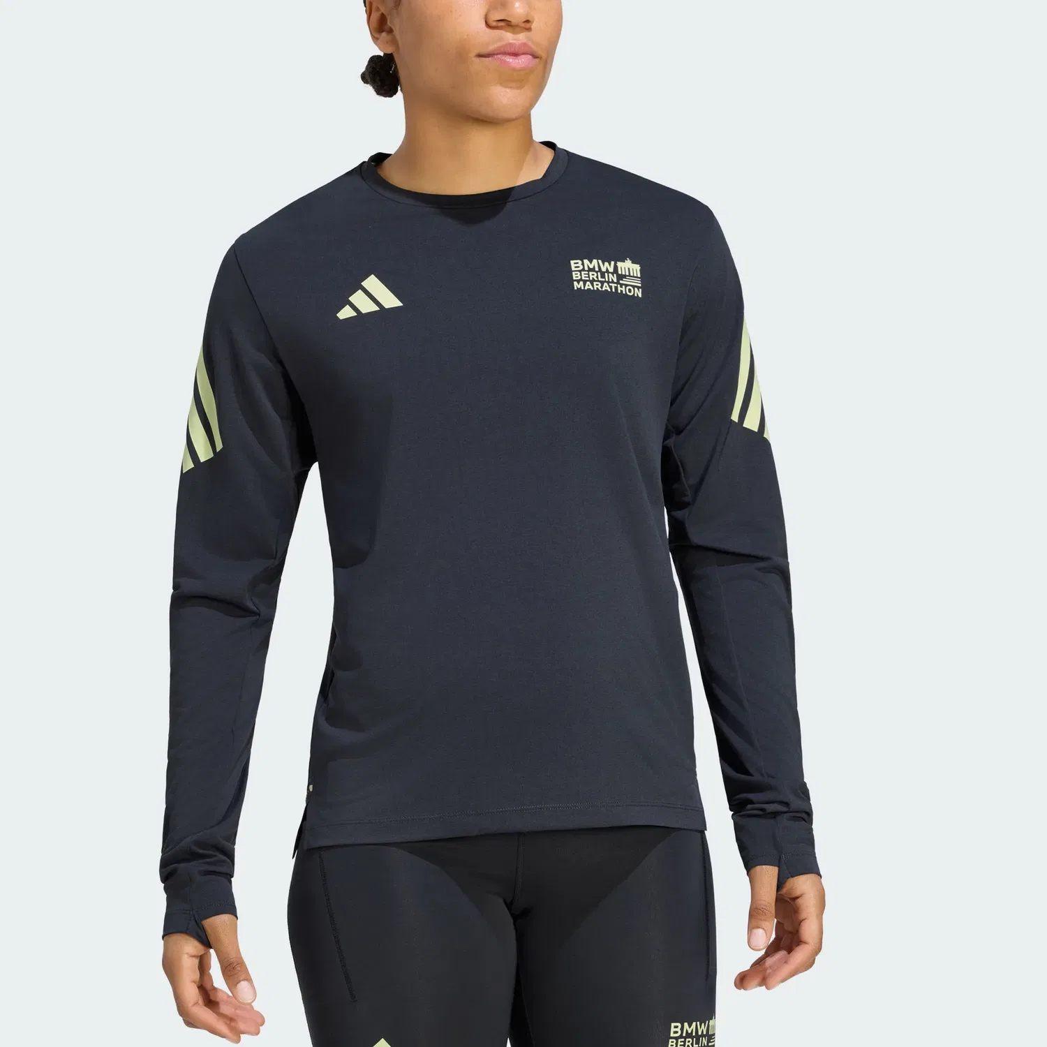 Женская футболка для бега с круглым вырезом Adidas Marathon, Night Sky Gray — фото 3