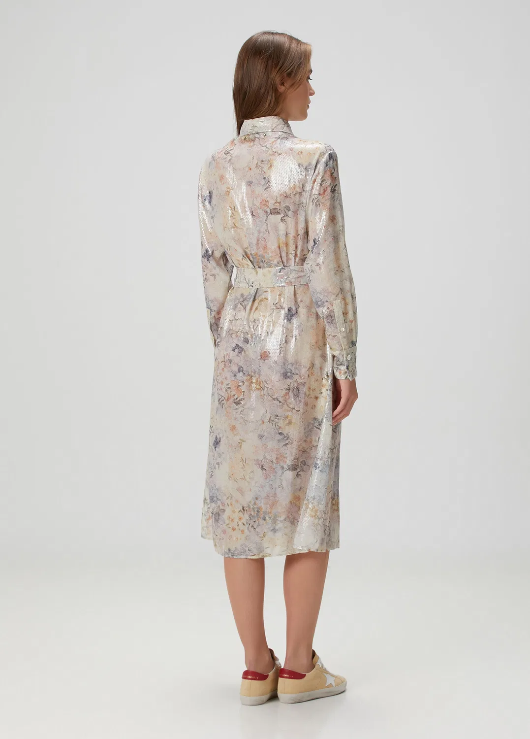 Платье-рубашка миди Golden Goose, многоцветный бежевый — фото 4