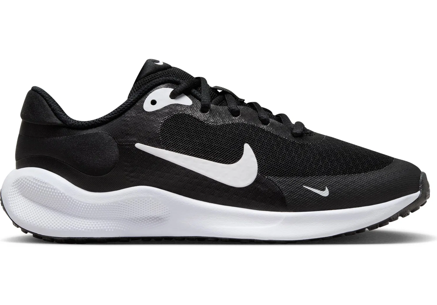 Детские кроссовки для мальчиков с принтом Revolution 7 GS NIKE, Black White — фото 3