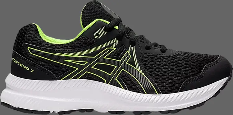 

Кроссовки contend 7 gs 'black hazard green' Asics, черный