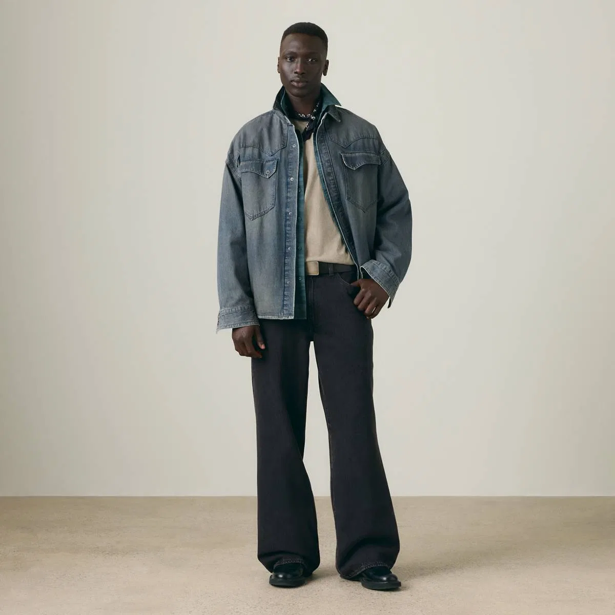Свободная рубашка в западном стиле Lenox Levi's, Late Night Drives - Dark Wash — фото 2