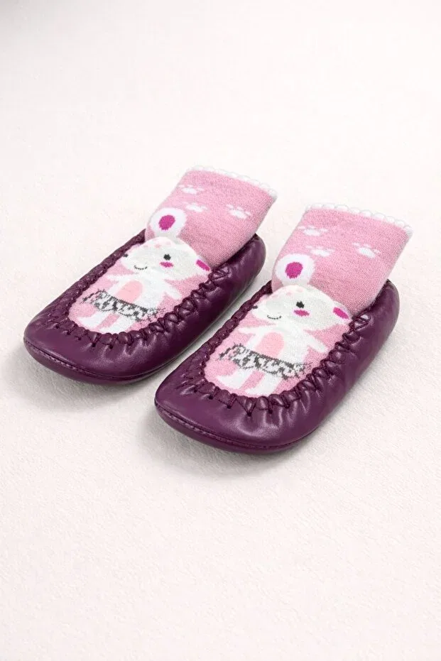 Детские носки-пинетки из кожи с принтом Basics Numix Baby Kids, Purple — фото 4