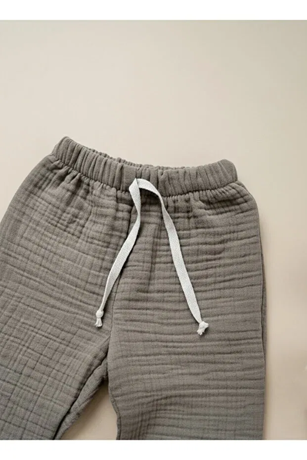 Детские брюки для девочек хлопковые Libba Atelier, Gray — фото 3