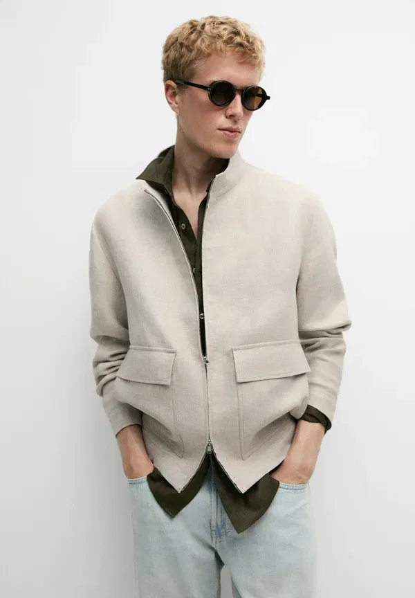 Куртка из льна Summer jacket Massimo Dutti, бежевый