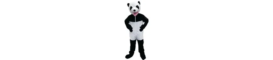 Костюм панды с маской-головой Giant Panda Jumpsuit & Head Mask Dress Up America, Black / White — фото 2