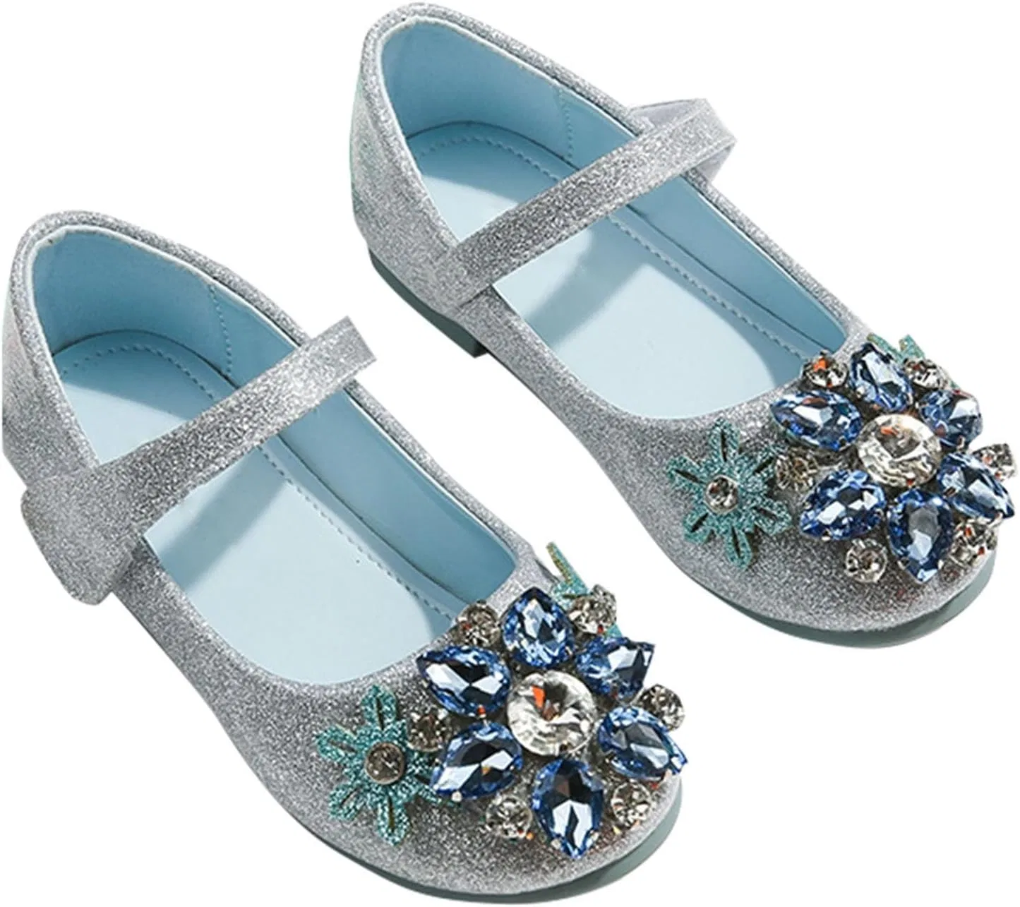 Детские туфли для девочек с кристаллами Princess Shoes, Silver